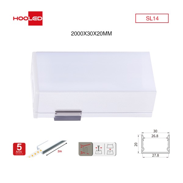 Profilo LED soffitto SL14 2000x30x20mm-Profilo LED soffitto-SL-HOOLED