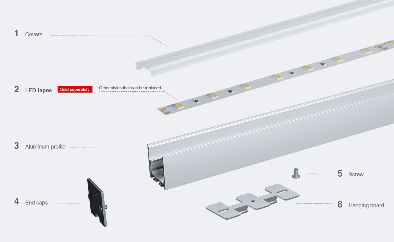 Profili led alluminio SU02 2000x35x35mm-Profilo alluminio striscia LED-03-HOOLED