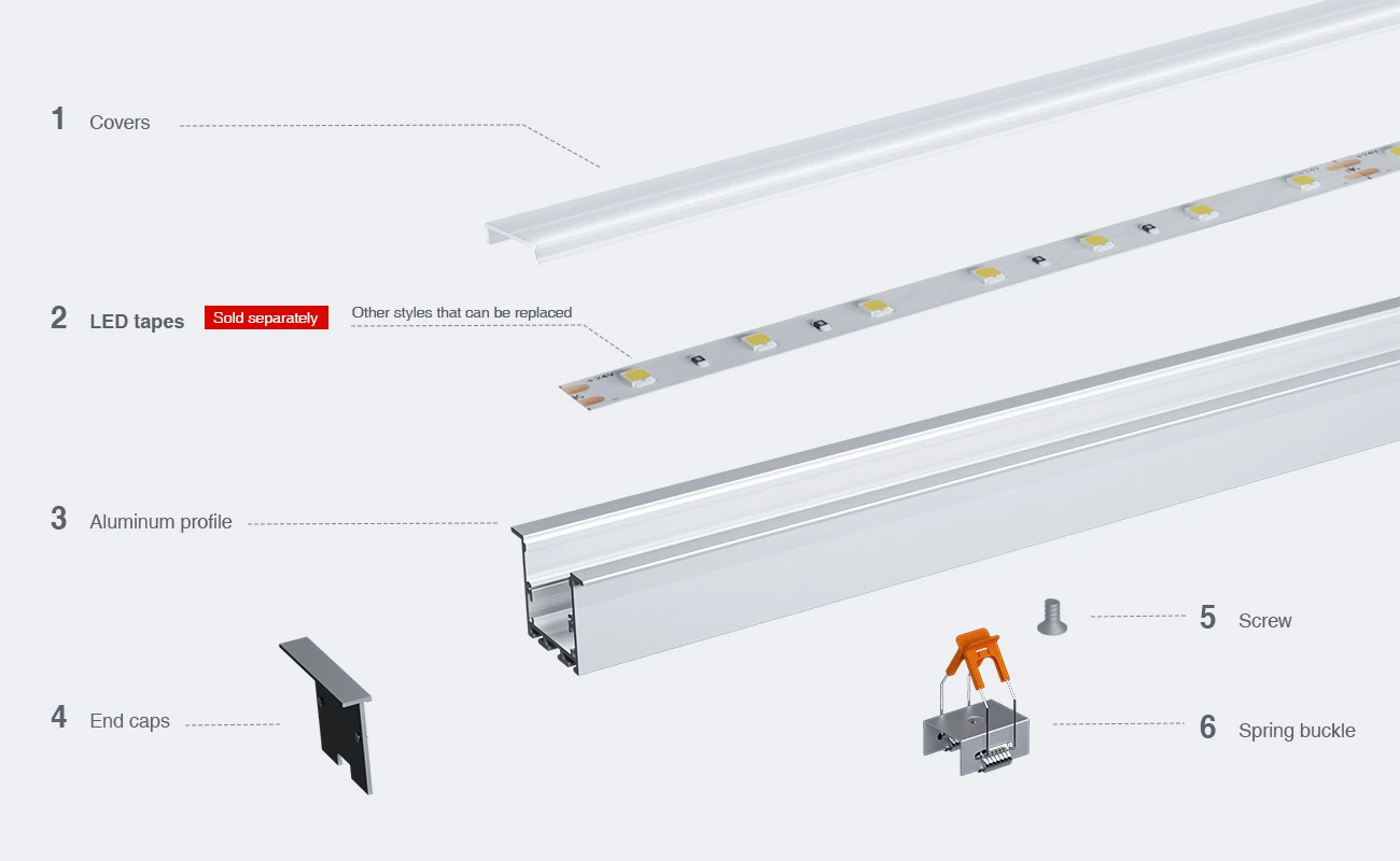 Profilo alluminio striscia led SU03 2000x20x15mm-Profilo alluminio striscia LED-03-HOOLED