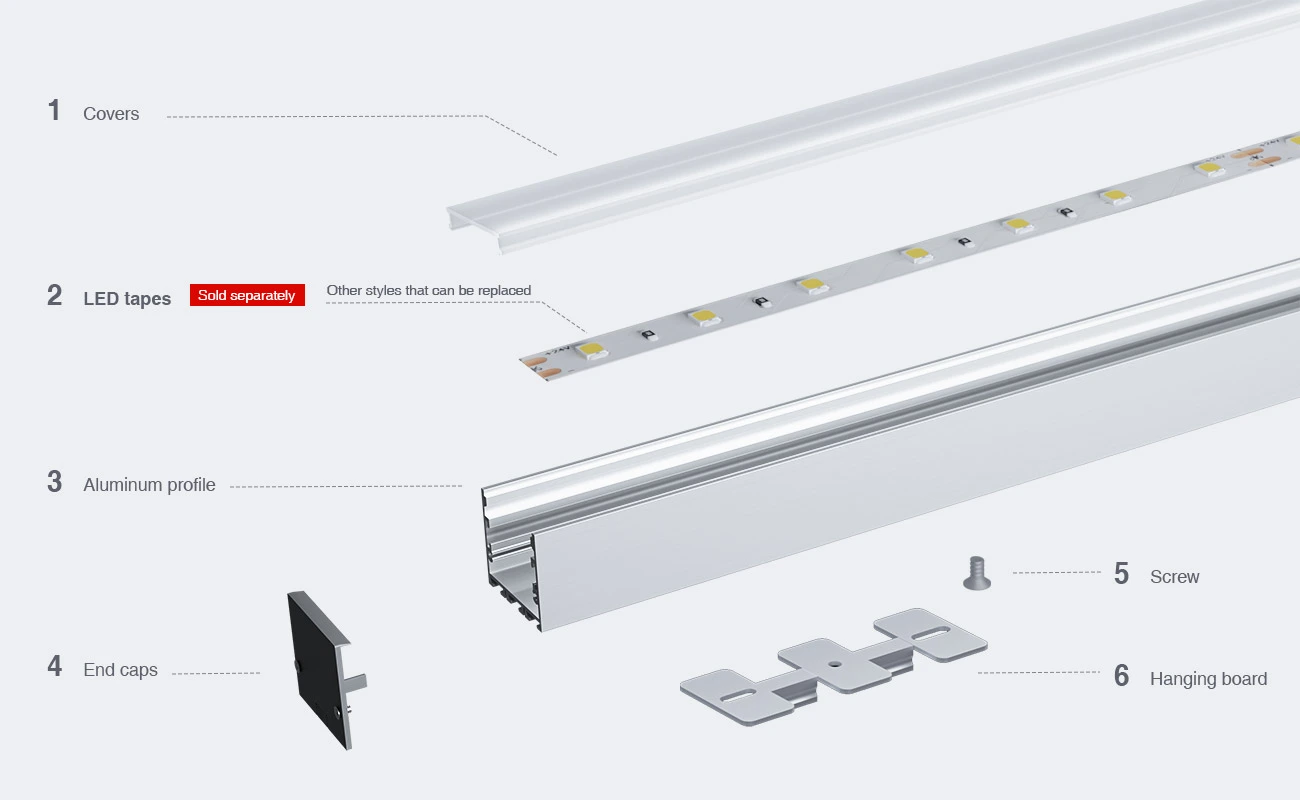 Profilo alluminio striscia led SU04 2000x50x35mm-Profilo LED soffitto-03-HOOLED