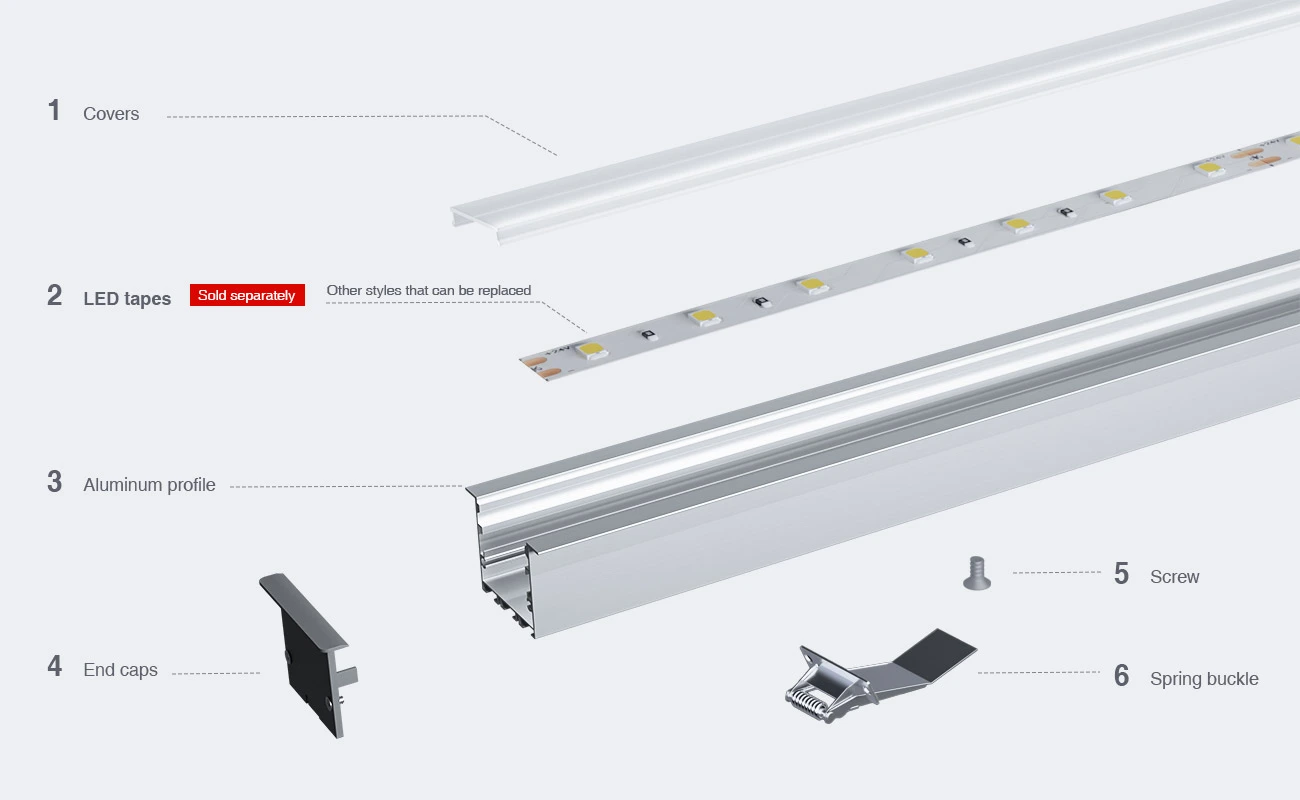 Profilo per strisce led SU05 2000x40x34.8mm-Profilo LED soffitto-03-HOOLED