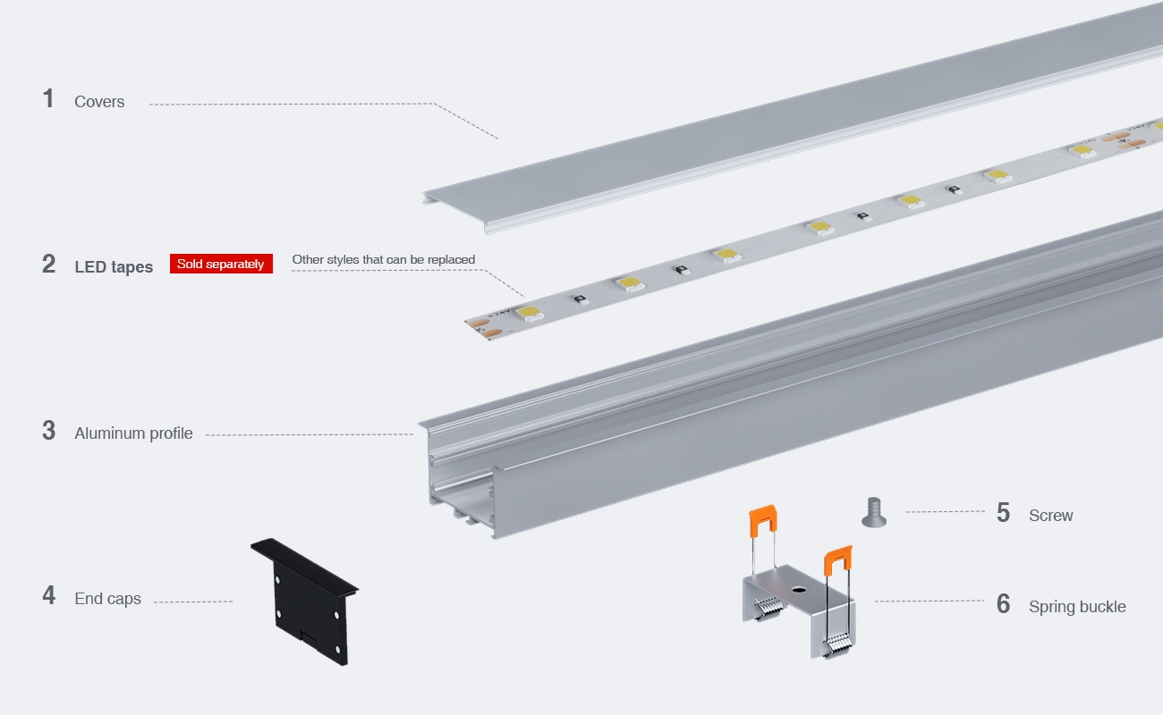 Profili in alluminio per strisce led SU07 2000x48.5x35mm-Profilo alluminio striscia LED-03-HOOLED