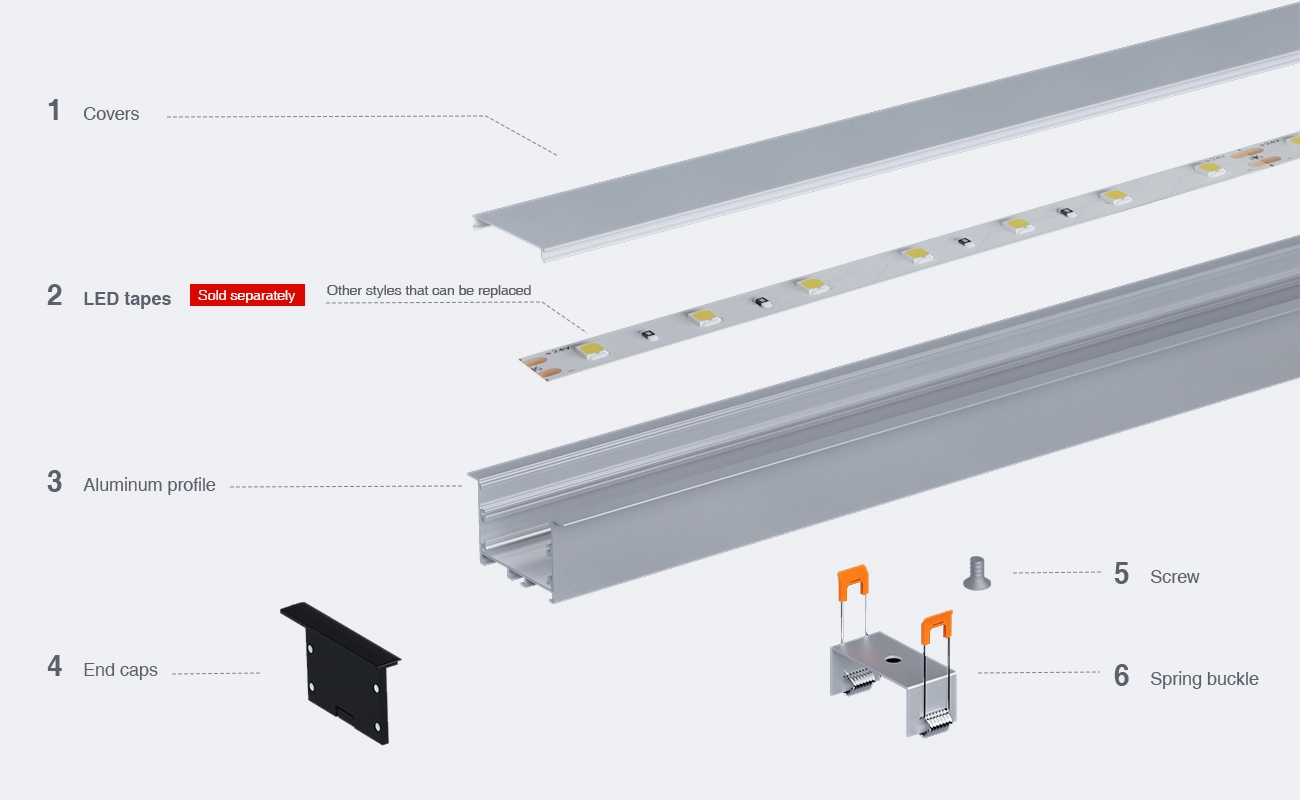 Profili in alluminio per strisce led SU07 2000x48.5x35mm-Profilo LED cartongesso-03-HOOLED