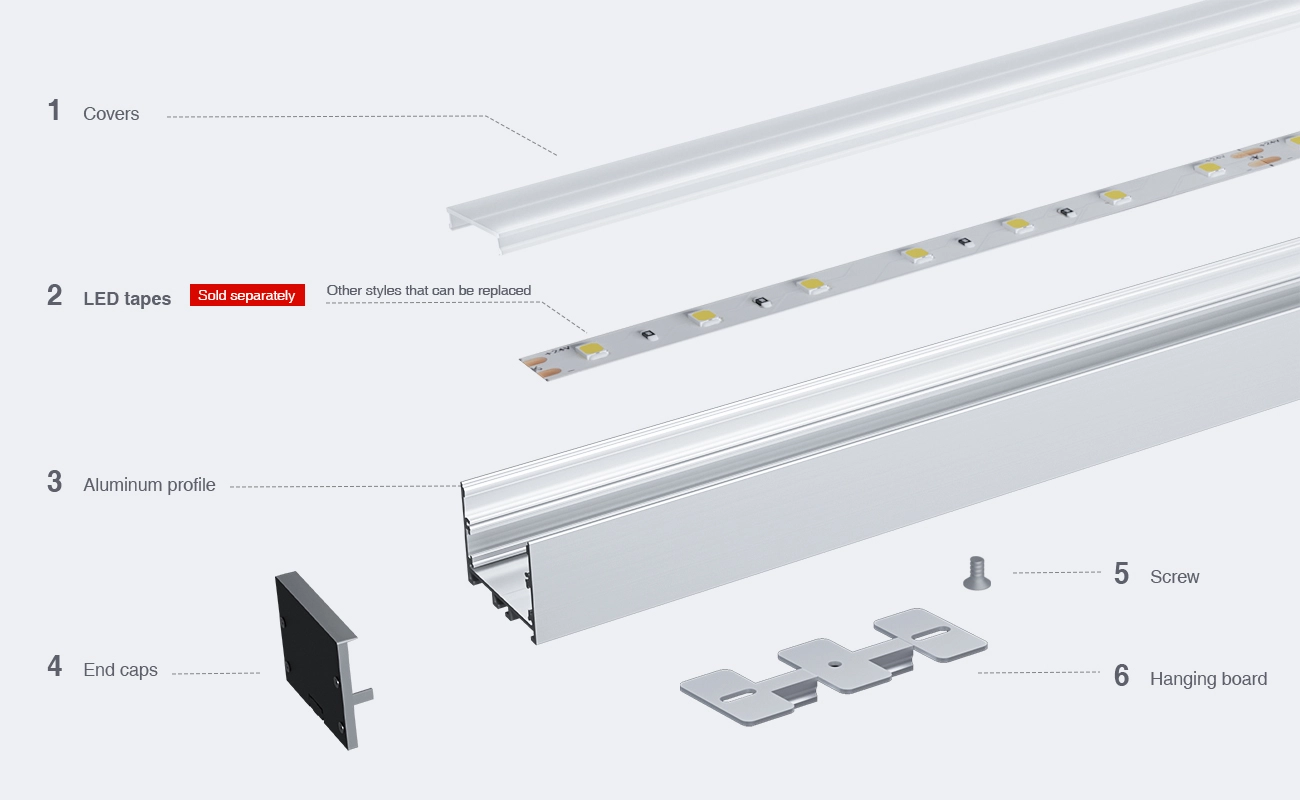 Profilo per strisce led SU06 2000x55x34.8mm-Profilo LED cartongesso-03-HOOLED