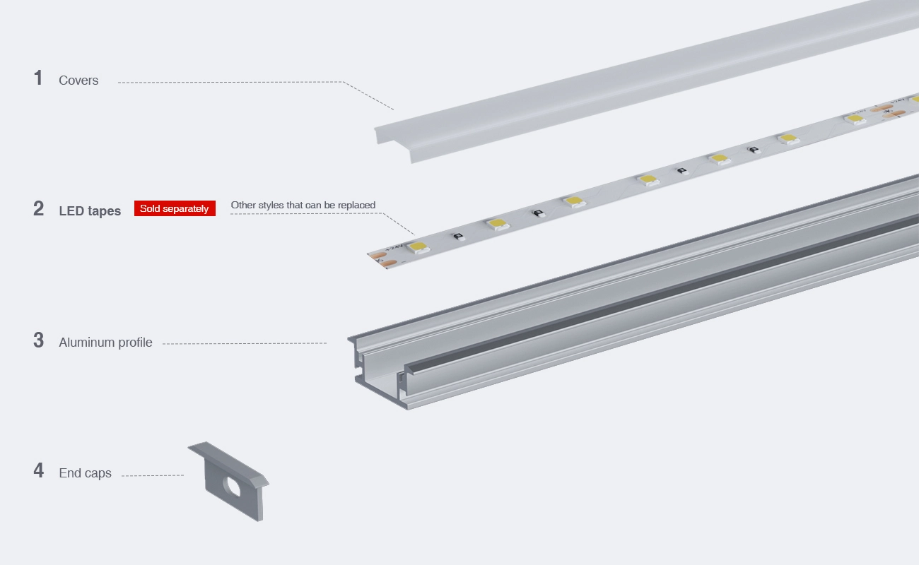 Profili per strisce led soffitto SS01 2000x27.1x11.3mm-Profilo LED cartongesso-03-HOOLED