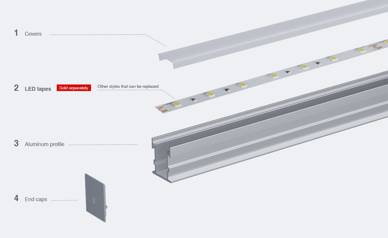 Profili per strisce led soffitto SS02 2000x21.3x25.6mm-Profilo LED cartongesso-03-HOOLED