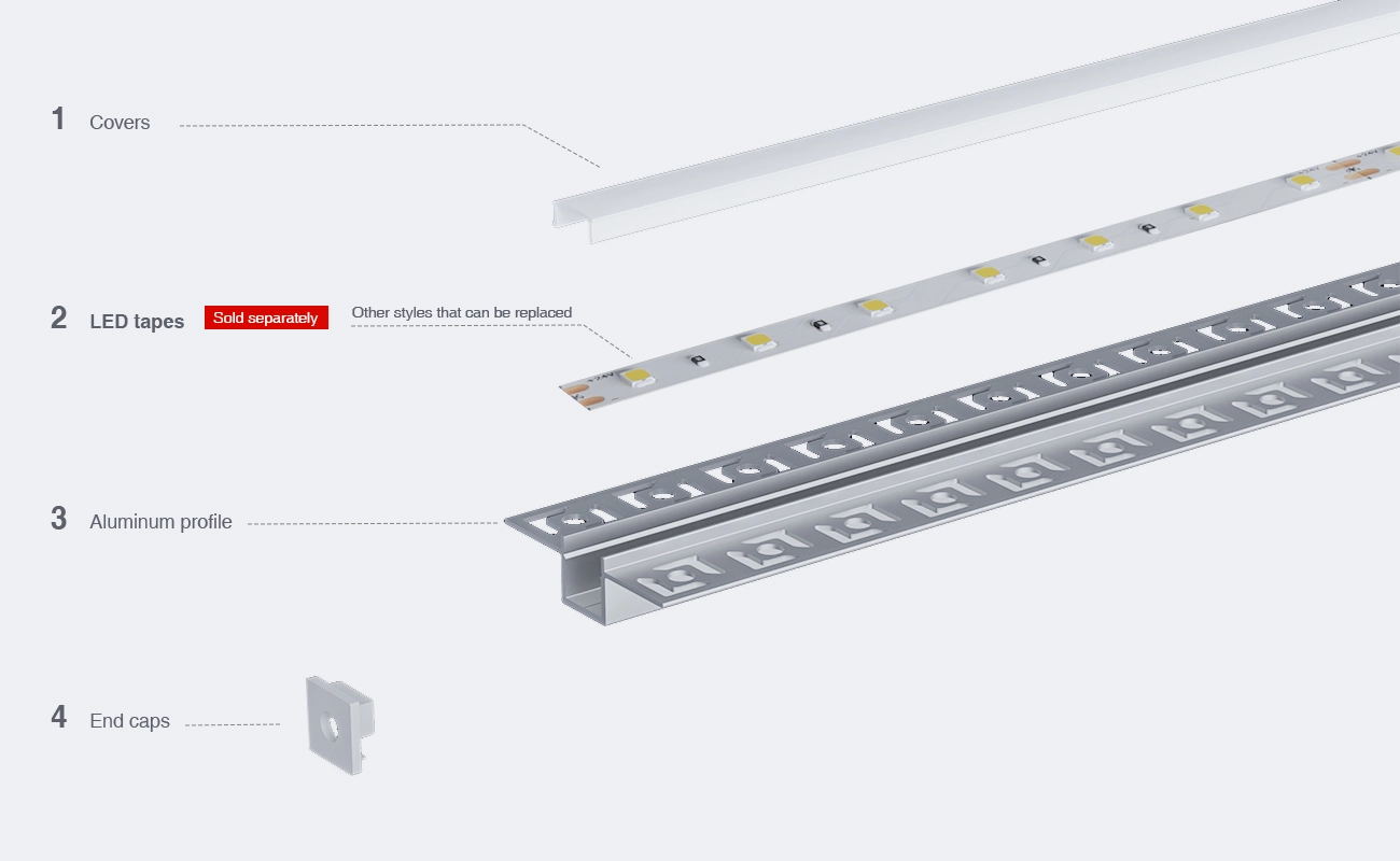 Profilato per led  SA03 2000x55.5x14.9mm-Profilo LED-03-HOOLED