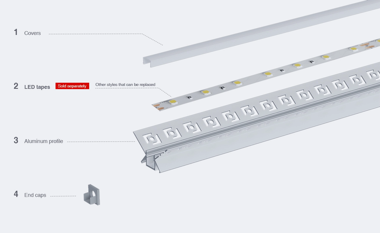 Led profile cartongesso SA04 2000x46.27x23.24mm-Profilo LED-03-HOOLED