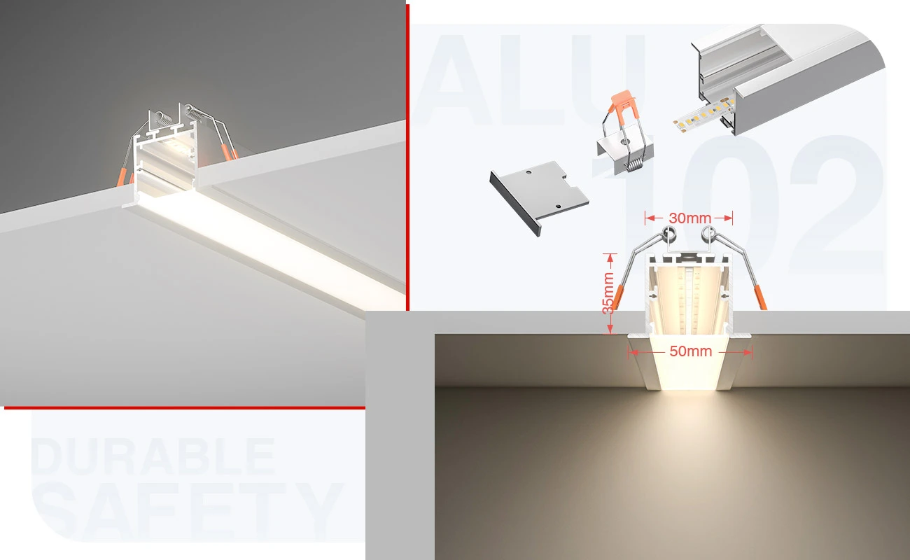 Profilo alluminio striscia led SU03 2000x20x15mm-Profilo alluminio striscia LED-05-HOOLED