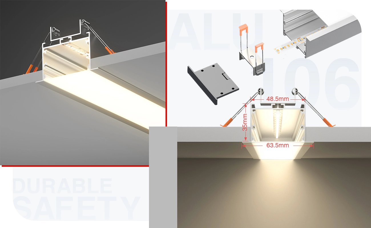 Profili in alluminio per strisce led SU07 2000x48.5x35mm-Profilo alluminio striscia LED-05-HOOLED