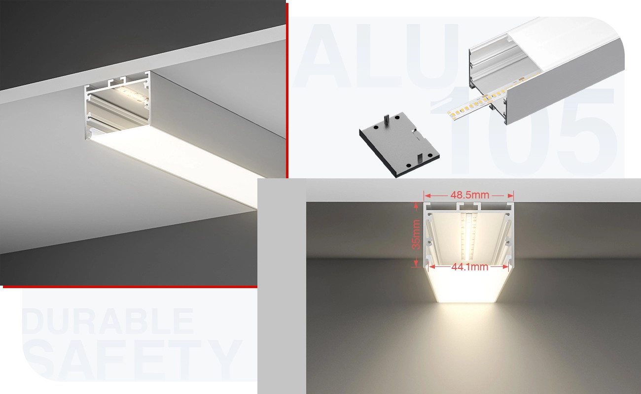 Profilo per strisce led SU06 2000x55x34.8mm-Profilo alluminio striscia LED-05-HOOLED