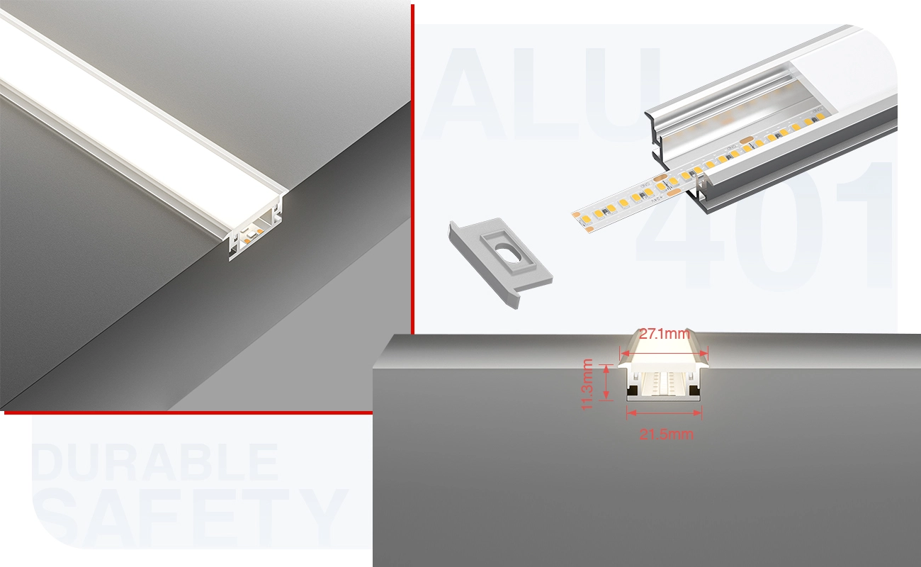 Profili per strisce led soffitto SS01 2000x27.1x11.3mm-Profilo LED cartongesso-05-HOOLED