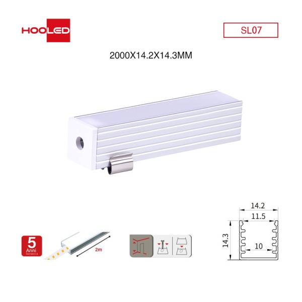 Profilo led parete SL07 2000x14.2x14.3mm-Profilo LED soffitto-SL-HOOLED