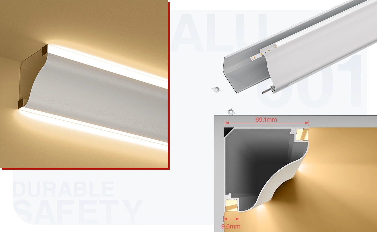 Profilo alluminio striscia LED AS01  2000x69.1x69.1mm-Profilo LED-05-HOOLED