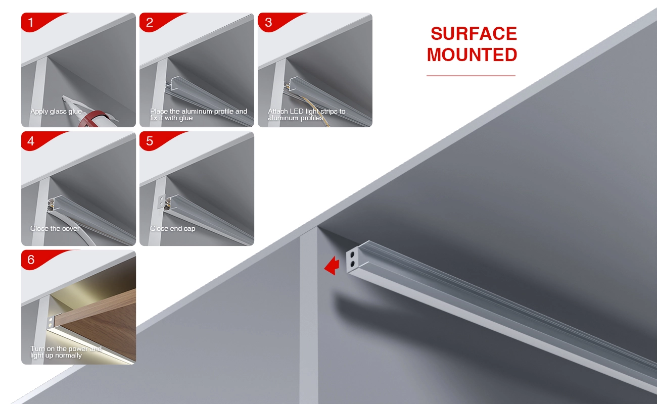 Profili alluminio strisce led FS01 2000x28.7x20.2mm-Profilo alluminio striscia LED-07-HOOLED