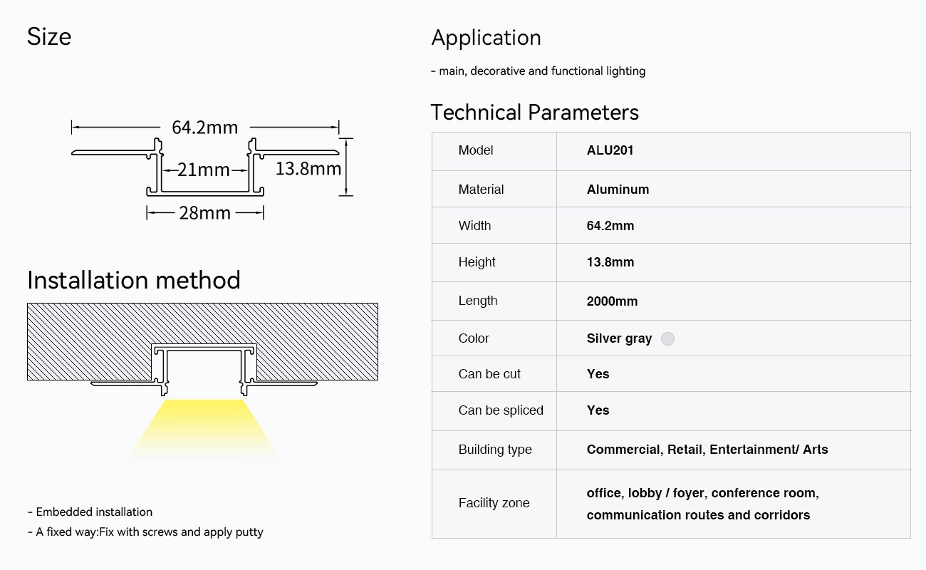 Profili per strisce led SA01 2000x64.2x13.8mm-Profilo LED soffitto-09-HOOLED