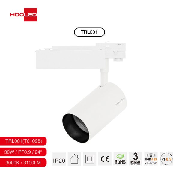 Faretto a binario bianco 3100LM Angolo del fascio 24 3000K-Luci LED camera-30 09B-HOOLED