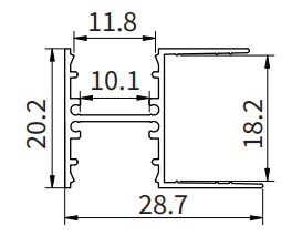 Profili alluminio strisce led FS01 2000x28.7x20.2mm-Profilo alluminio striscia LED-FS-HOOLED