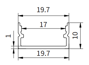 Profilo alluminio per striscia led SL01 2000x19.7x10mm-Profilo alluminio striscia LED-SL-HOOLED