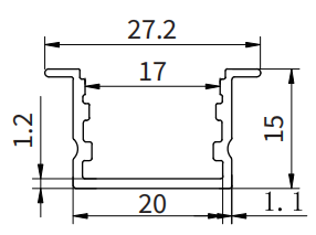 Profilo in alluminio per striscia led SL04 2000x27.2x15mm-Profilo LED soffitto-SL-HOOLED