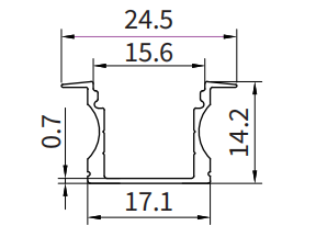 Profili alluminio per led SL11 2000x24.5x14.2mm-Profilo alluminio striscia LED-SL-HOOLED