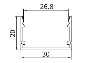 Profili led alluminio SU01 2000x30x20mm-Profilo alluminio striscia LED-SU-HOOLED