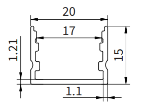 Profilo alluminio striscia led SU03 2000x20x15mm-Profilo alluminio striscia LED-SU-HOOLED