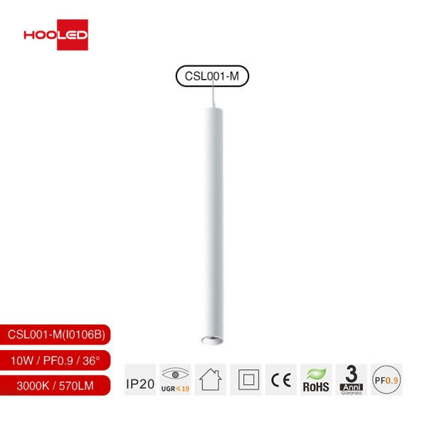 Lampadari a sospensione sala da pranzo nero 10w 3000k φ55*400mm I0105N-Lampada Ufficio Design-10W 06B-HOOLED