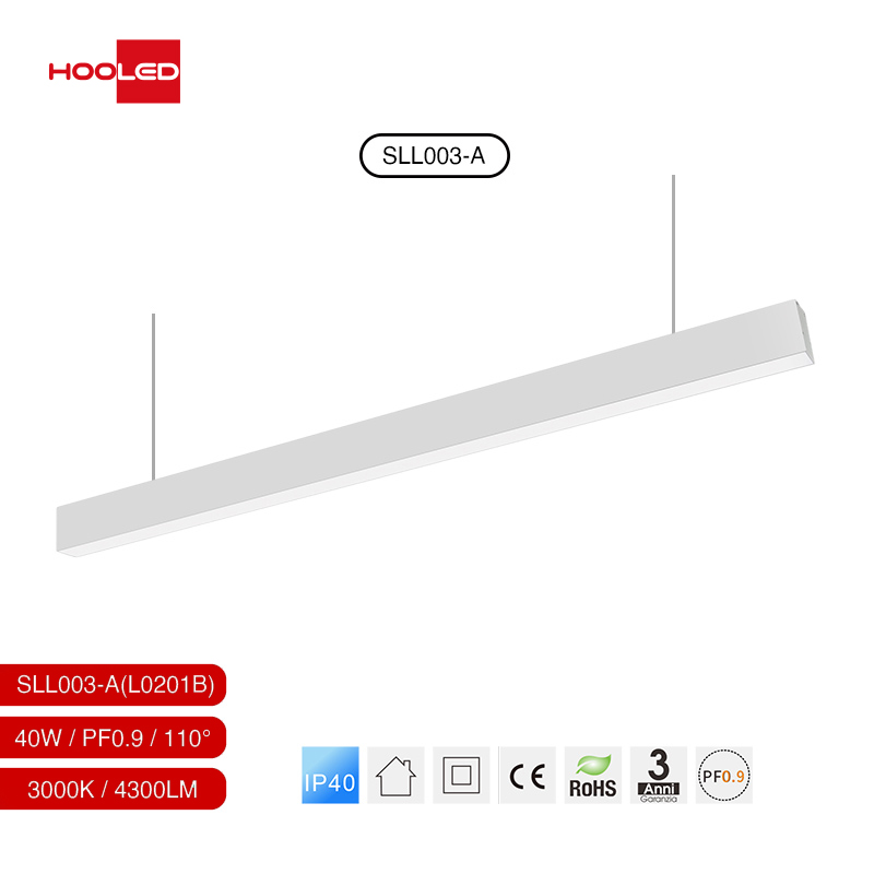 Lampada led soffitto lineare 40W 3000K illuminazione ufficio L0201B-Illuminazione led per supermercati-40W 01B-HOOLED