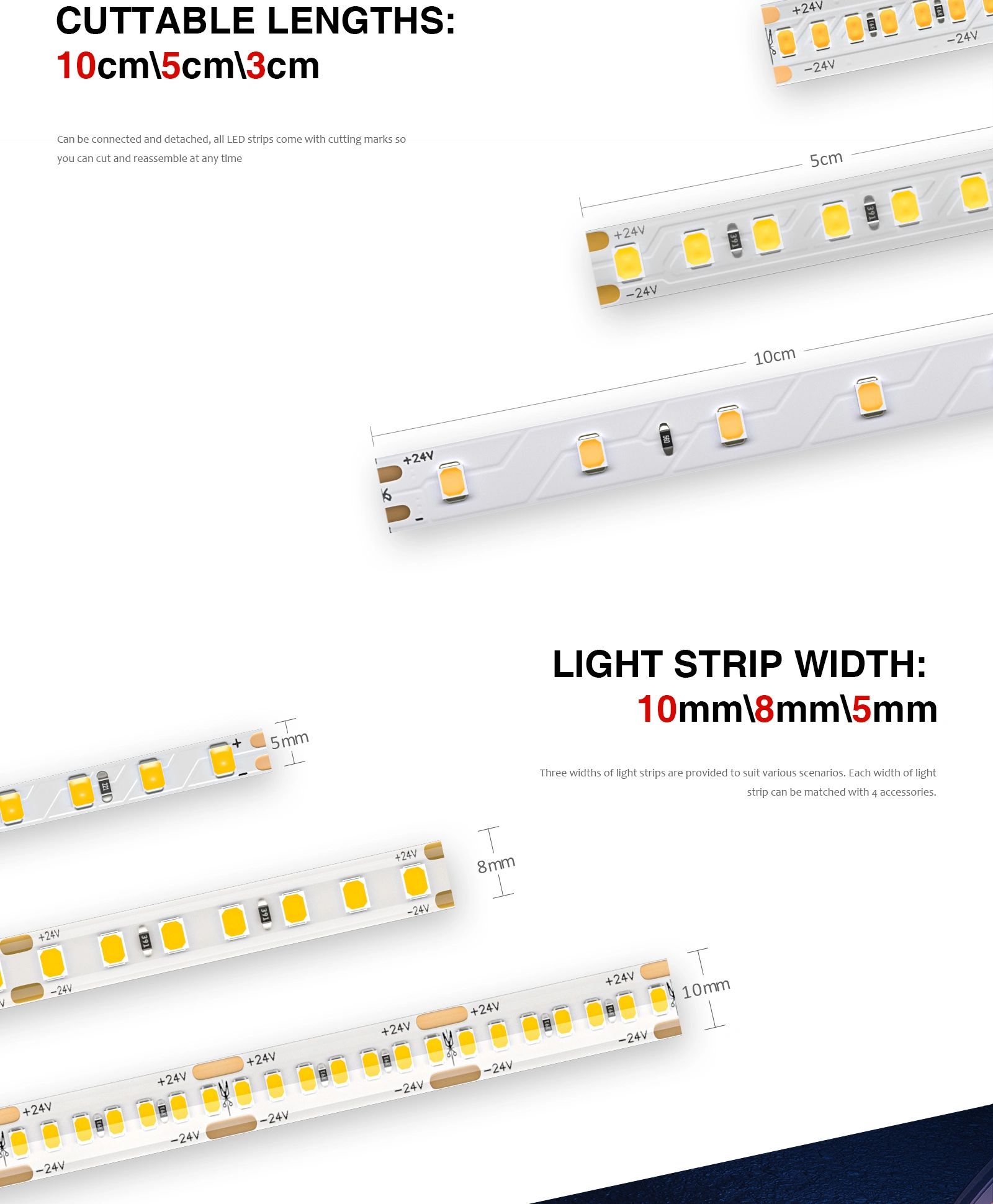 STR023 Strip LED soffitto IP20 24V 8W/m 3000K 959lm/M 120LEDS/M CRI≥80-Striscia LED-04-HOOLED