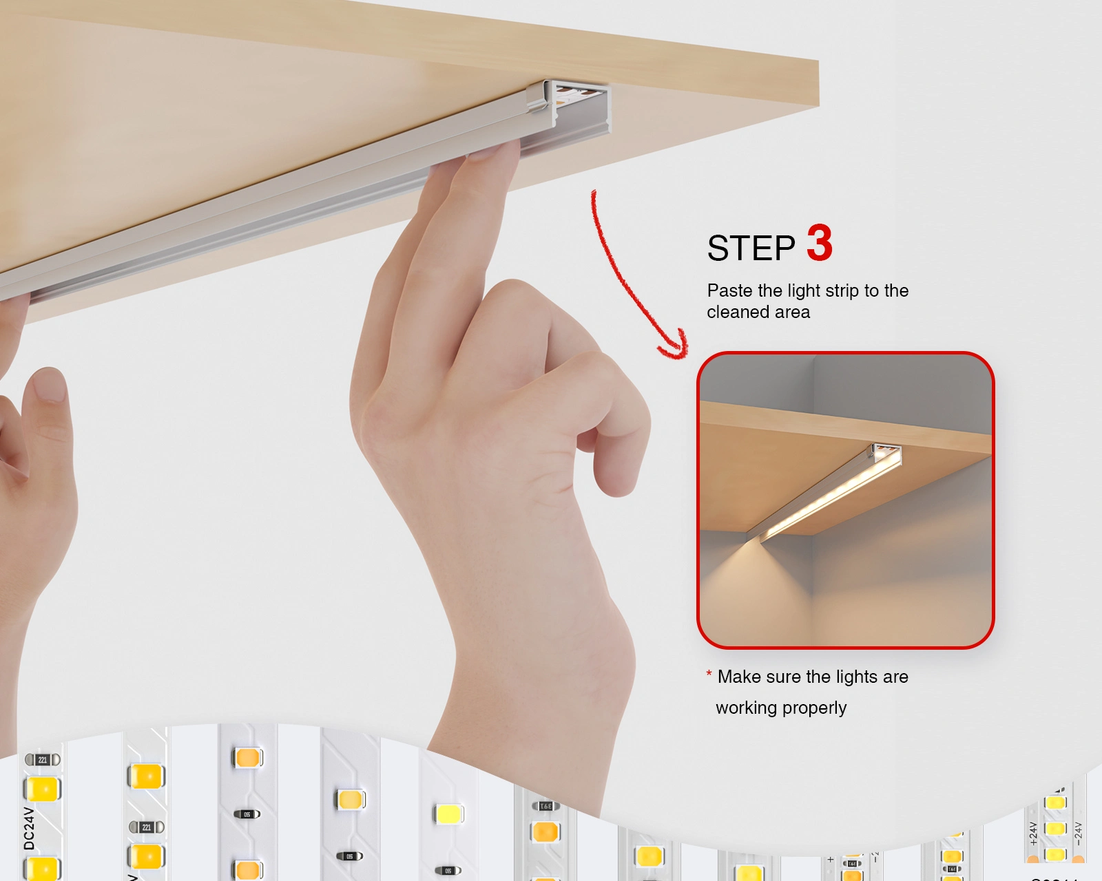 SMD 2835 4000K Ra80 IP20 8W/m 70LEDs/m Striscia LED Soffitto-Striscia LED-10-HOOLED