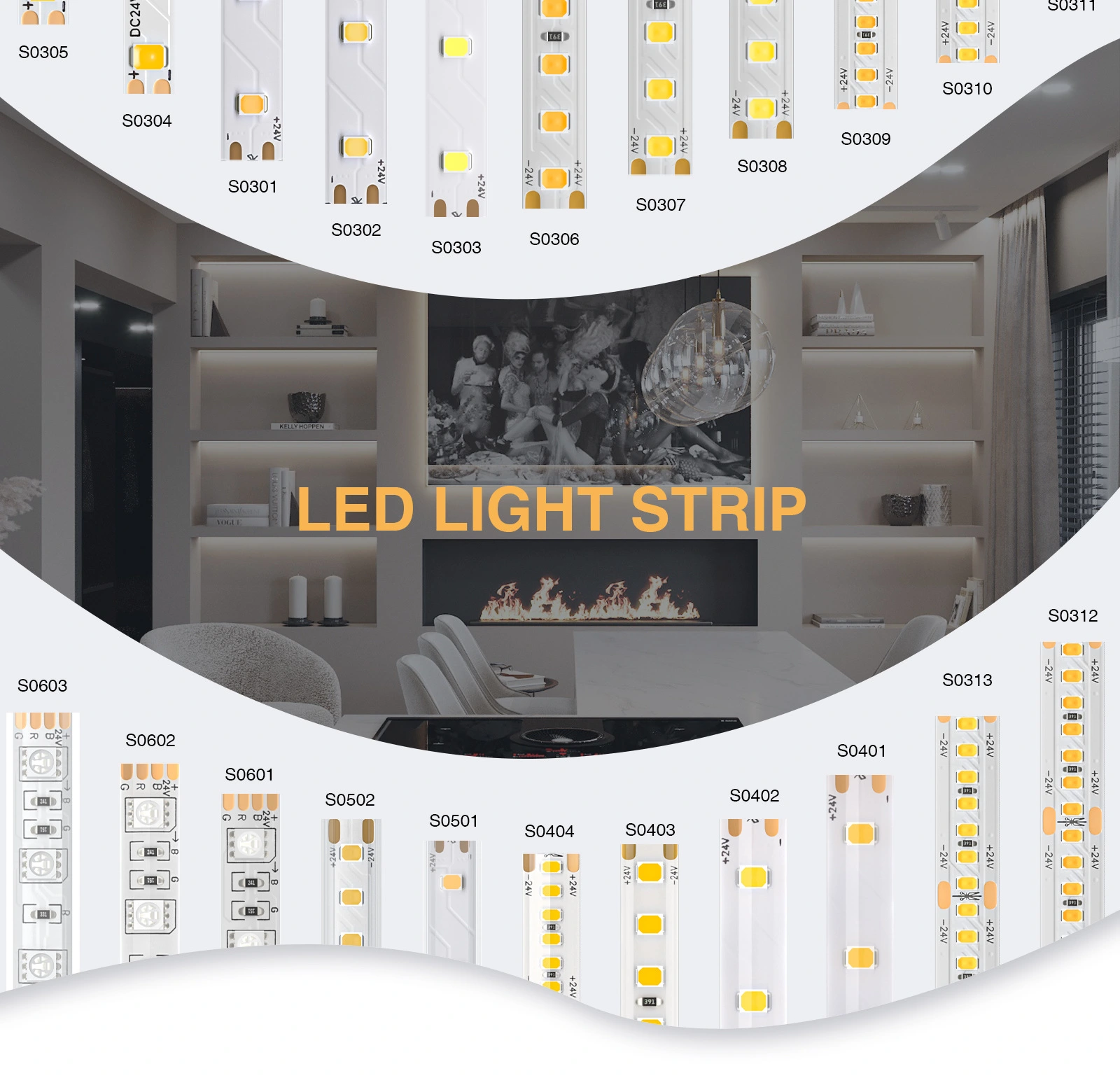 STR024 Striscia LED soffitto soggiorno IP20 24V 8W/m 4000K 984lm/M-Striscia LED-11-HOOLED