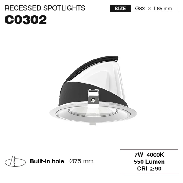 CSL003-A 7W 4000K 24° oro hole Φ75 faretto incasso led-Faretti da incasso-C0302 01-HOOLED