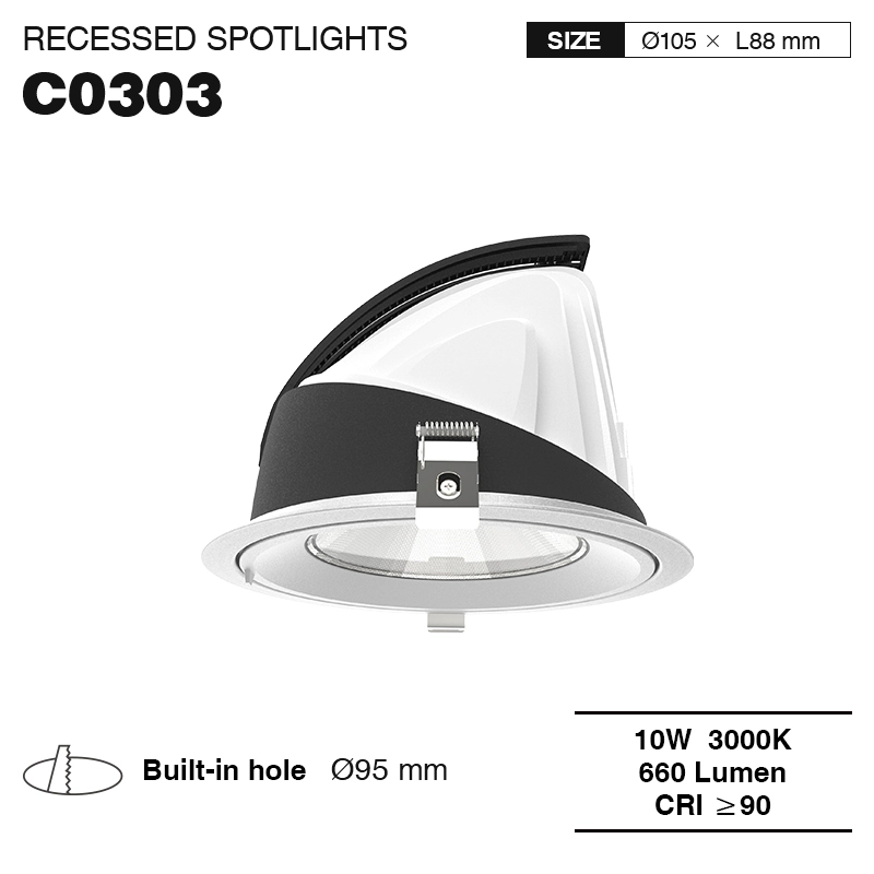 CSL003-A 10W 3000K 24° oro hole Φ 95 faretti a led da incasso-Faretti da incasso-C0303 01-HOOLED