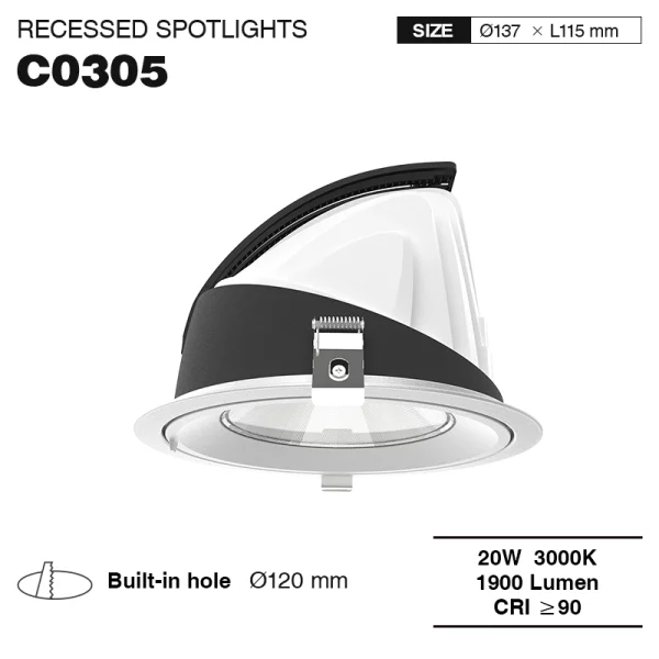 CSL003-A 20W 3000K 24° oro hole Φ 120 led faretto incasso-Faretti da incasso-C0305 01-HOOLED