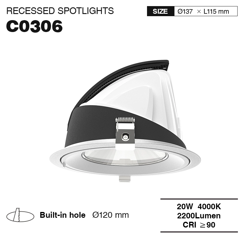 CSL003-A 20W 4000K 24° oro hole Φ 120 faretti a led da incasso-Faretti da incasso-C0306 01-HOOLED