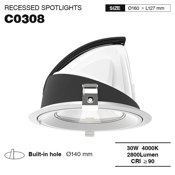 CSL003-A 30W 4000K 24° oro hole Φ 140 faretti da incasso led-Faretti da incasso-C0308 01-HOOLED