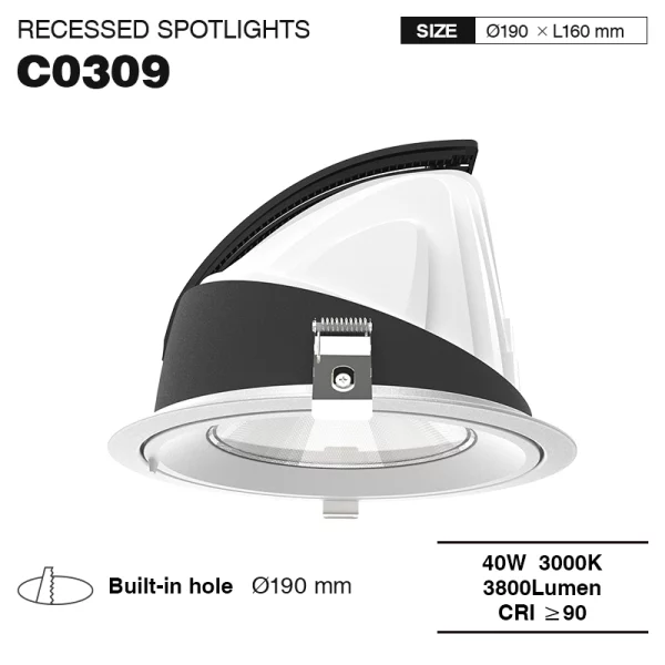 CSL003-A 40W 3000K 24° foro hole Φ 175 faretto led da incasso-Faretti da incasso-C0309 01-HOOLED