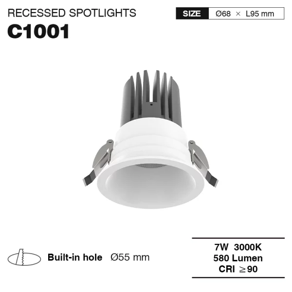 7W 3000K 24° Bianco foro hole Φ75 CSL010-A faretti da incasso led-Faretti da incasso-C1001 01-HOOLED