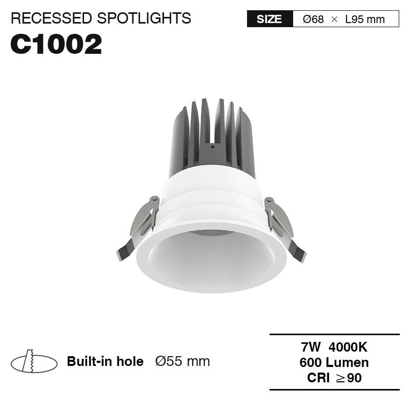 7W 4000K 24° Bianco foro hole Φ75 CSL010-A faretti a led da incasso-Faretti da incasso-C1002 01-HOOLED