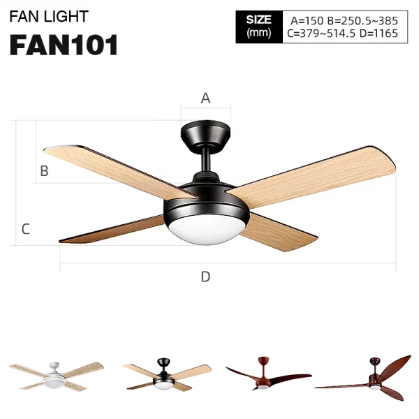 220-240V 50/60Hz 3000-5700k 44inch ventilatore a soffitto con luce FAN101-Lampadario Ventilatore-FAN101 01-HOOLED