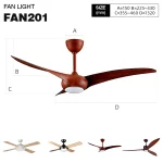 220-240V 50/60Hz 3000-5700k 52inch ventilatori con luce da soffitto FAN201-Ventilatore Da Soffitto Con Luce E Telecomando-FAN201 01-HOOLED