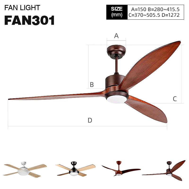 220-240V 50/60Hz 3000-5700k 48inch lampadario con ventilatore FAN301-Ventilatore Da Soffitto Con Luce E Telecomando-FAN301 01-HOOLED