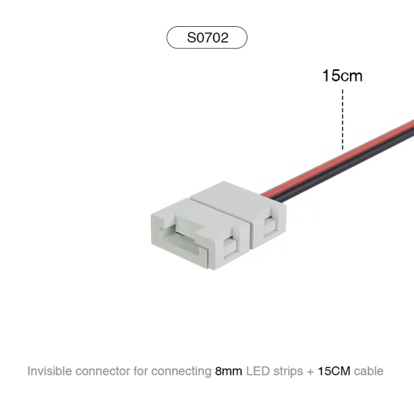 Connettore invisibile per collegare strisce led 8mm + cavo da 15CM  /Adatto per 140 LEDS-Connettori Strisce LED-S0702-HOOLED