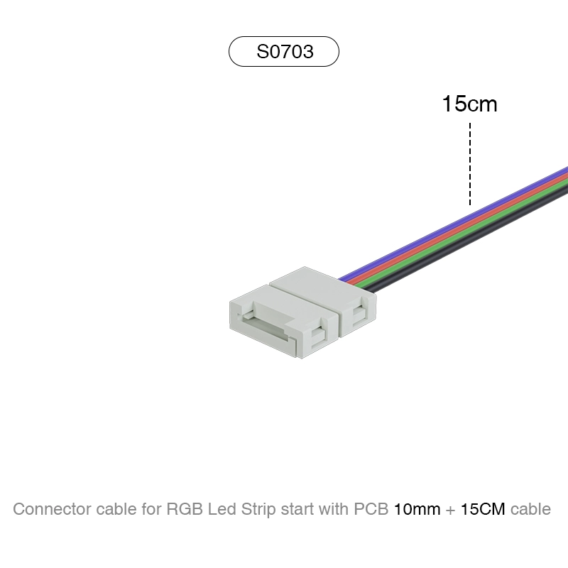 Cavo Connettore per inizio Striscia Led RGB con PCB 10MM + 15CM cable /Adatto per 60 LEDS-Connettori Strisce LED-S0703-HOOLED