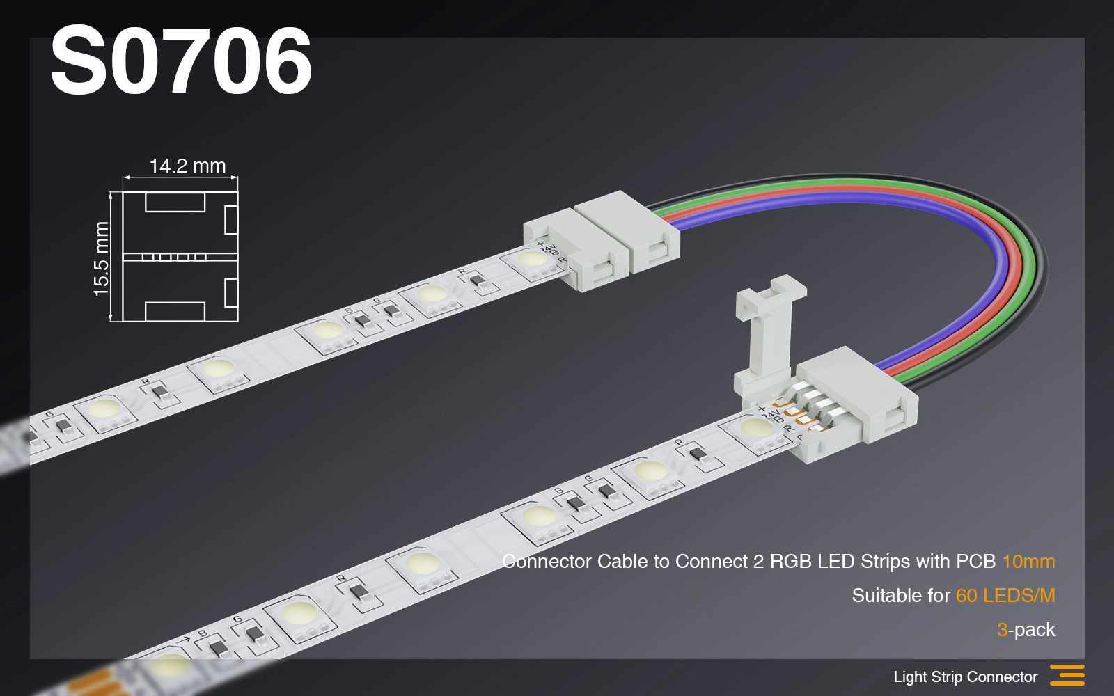 Cavo Connettore per Collegare 2 strisce led RGB con PCB 10MM/Adatto per 60 LEDS-Connettori Strisce LED-S0706 01-HOOLED