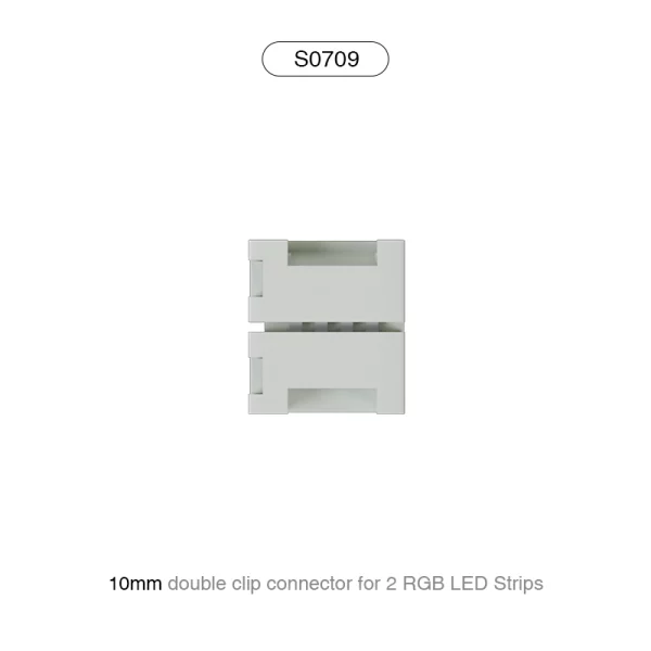 Connettore 10MM  DOPPIO CLIP PER GIUNTARE 2 strisce led RGB /Adatto per 60 LEDS-Connettori Strisce LED-S0709-HOOLED