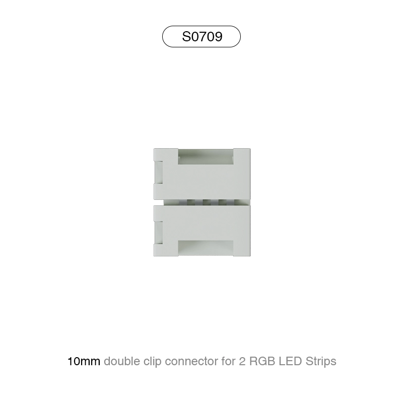 Connettore 10MM  DOPPIO CLIP PER GIUNTARE 2 strisce led RGB /Adatto per 60 LEDS-Connettori Strisce LED-S0709-HOOLED