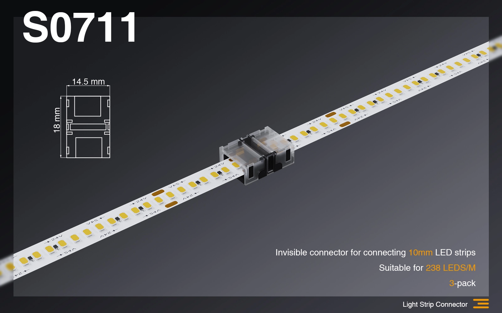 Connettore invisibile per collegare strisce led 10mm /2Pin/Adatto per 240 LEDS-Connettori Strisce LED-S0711 01-HOOLED