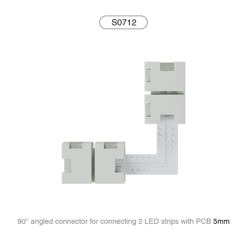 Connettore Agolare 90° per collegare 2 Strisce led  con PCB 5MM/Adatto per 120 LEDS-Connettori Strisce LED-S0712-HOOLED